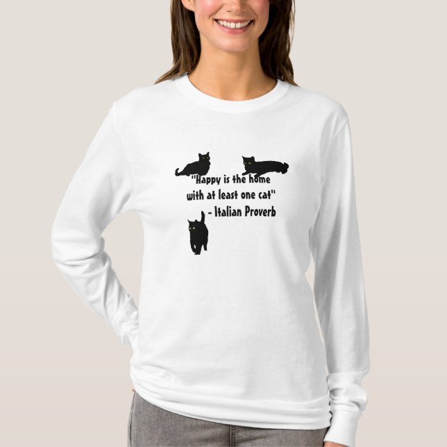 T-shirt "Heureuse est la maison avec au moins un chat " (Devant)