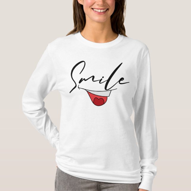 T-SHIRT HEUREUSE HUMEUR SOURIANTE. (Devant)
