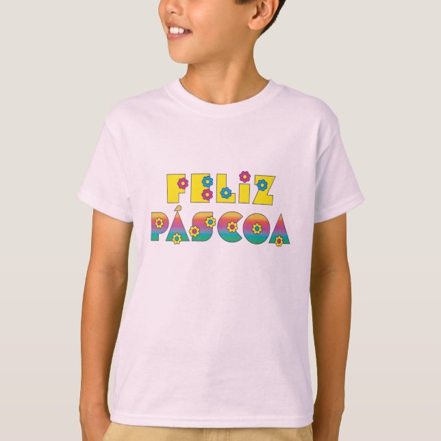 T-shirt Heureuse Pâques avec Flores (Devant)