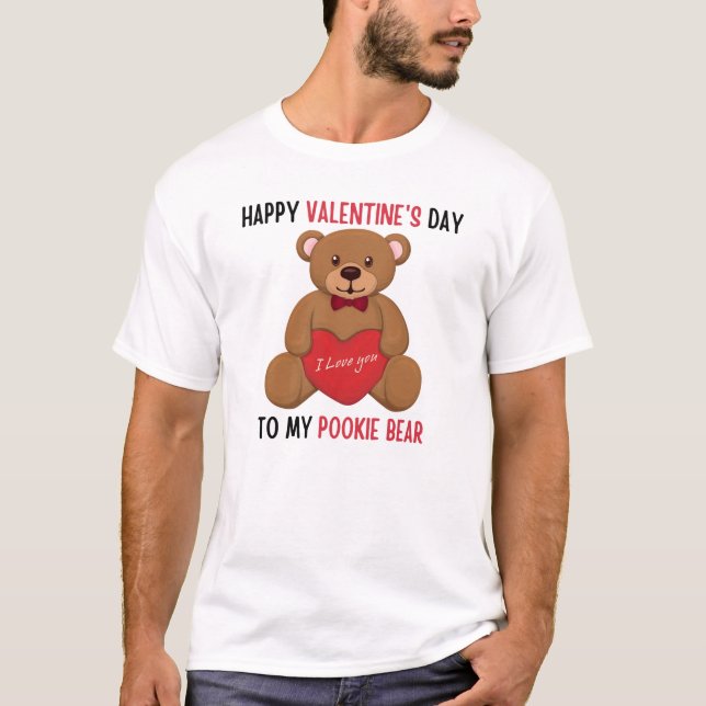 T-shirt Heureuse Sainte-Valentin à mon ours brun, ours mig (Devant)