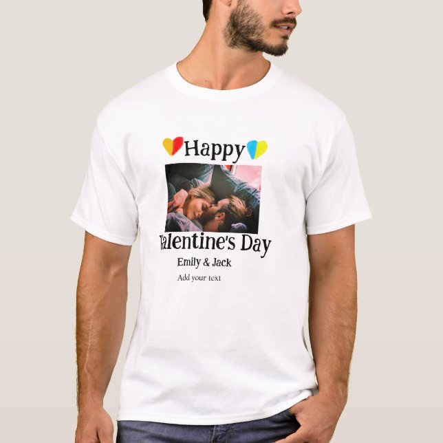 T-shirt Heureuse Sainte-Valentin ajouter nom de couple pho (Devant)