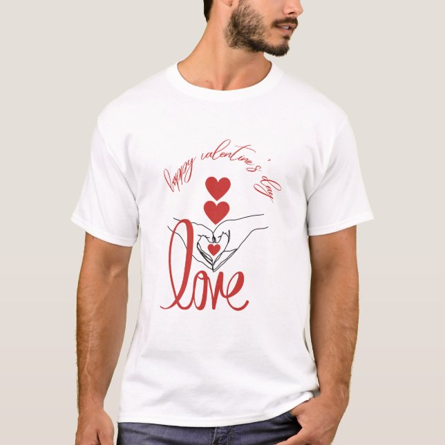 T-shirt Heureuse Sainte-Valentin - Amour- Coeurs & mains (Devant)