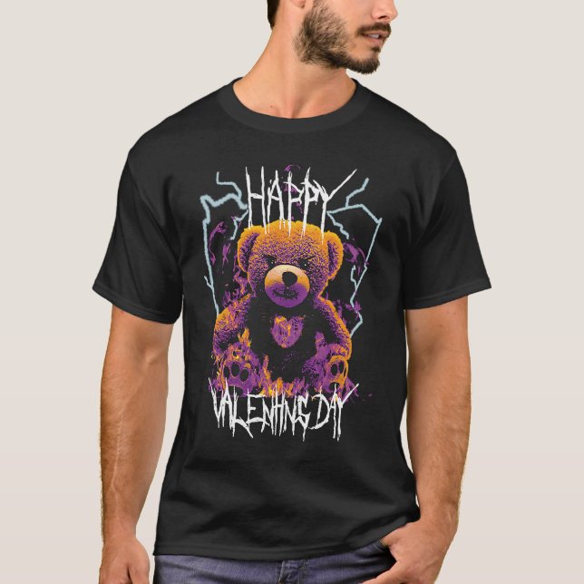 T-shirt Heureuse Sainte-Valentin Angry Teddy Bear avec Bur (Devant)
