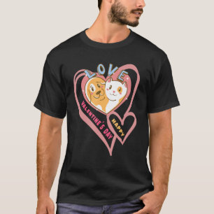 T-shirt Heureuse Sainte-Valentin Avec Chien Et Chat Love C