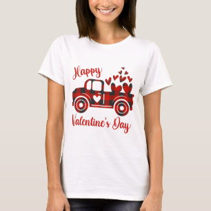 T-shirt Heureuse Sainte-Valentin Camion Rouge Coeur Amour