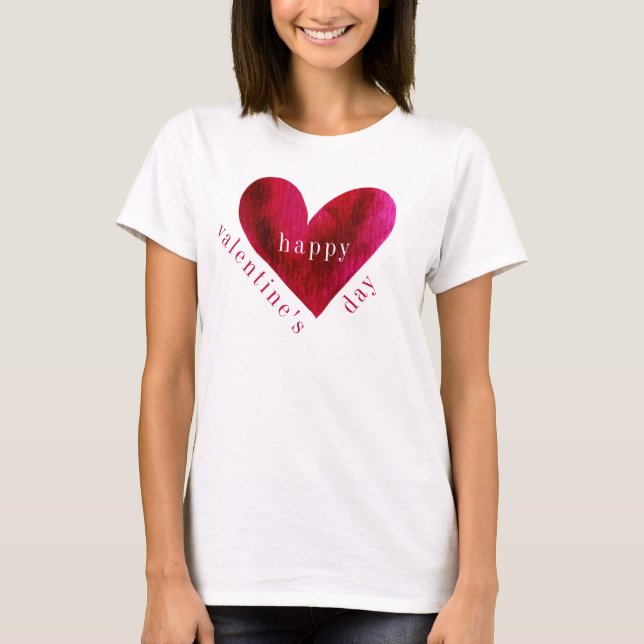 T-shirt Heureuse Sainte-Valentin | Coeur aquarelle (Devant)