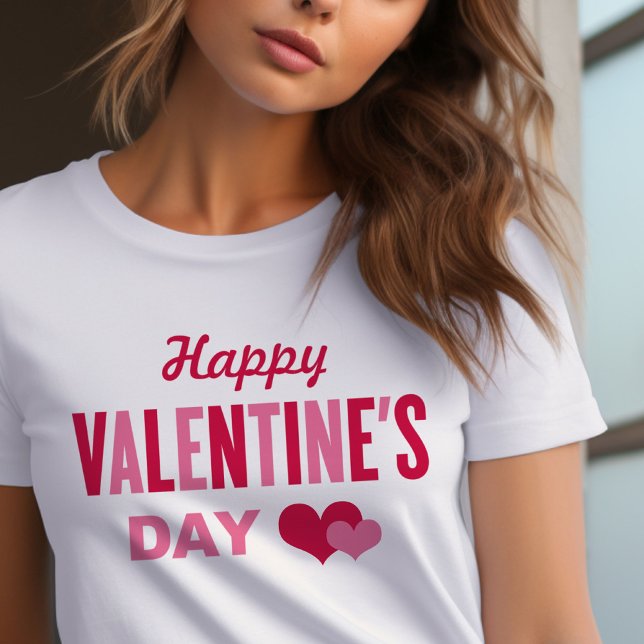 T-shirt Heureuse Sainte-Valentin Coeurs rouge et rose Femm (Créateur téléchargé)