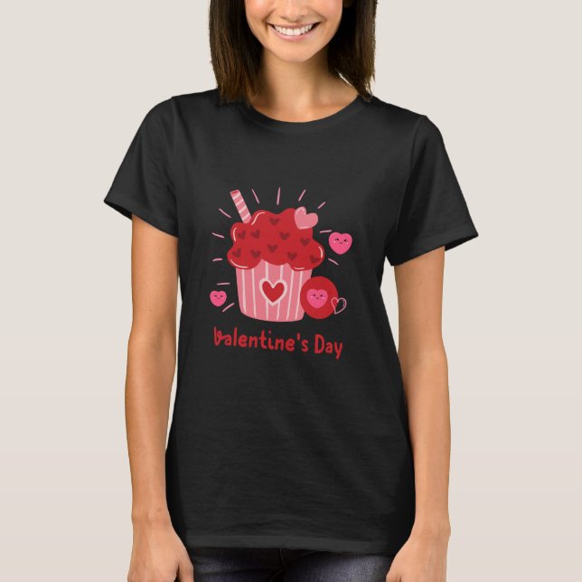 T-shirt Heureuse Sainte-Valentin - Coeurs rouges Images mi (Devant)