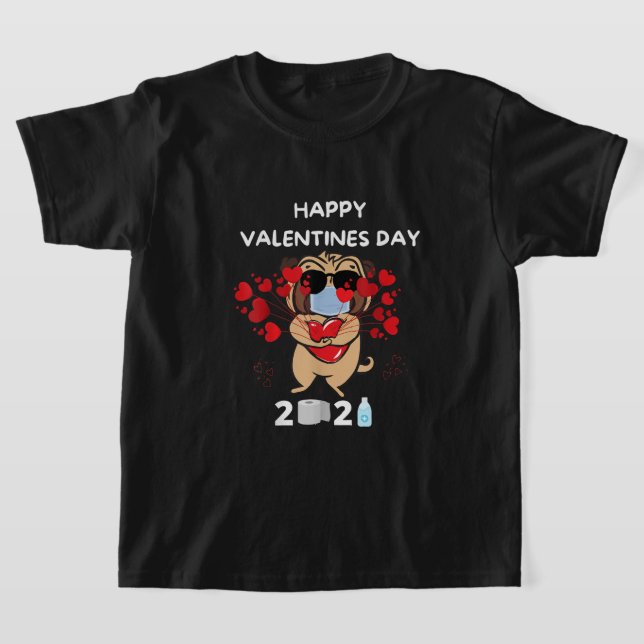 T-shirt Heureuse Sainte-Valentin de masque de visage du co (Poser)