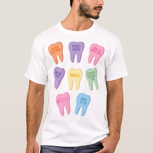 T-shirt Heureuse Sainte-Valentin Dentaire Mignonne Dents A (Devant)