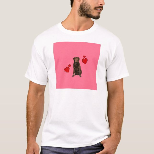 T-shirt Heureuse Sainte-Valentin du chocolat du Labrador (Devant)