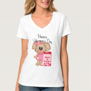 T-shirt Heureuse Sainte-Valentin fille chiot chien