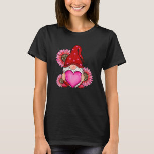 T-shirt Heureuse Sainte-Valentin Gnome Avec Tournesol Léop
