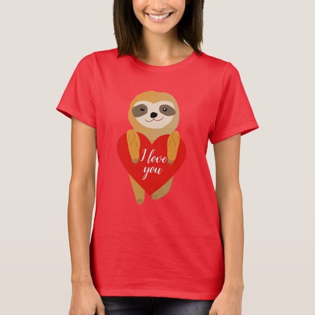 T-shirt Heureuse Sainte-Valentin | Jolie Sloth Coeur (Devant)