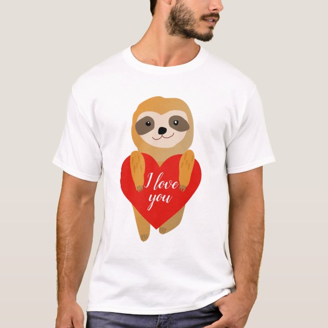 T-shirt Heureuse Sainte-Valentin | Jolie Sloth Coeur (Devant)