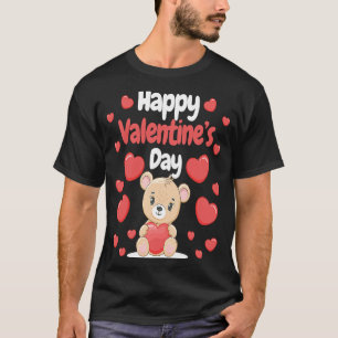 T-shirt Heureuse Sainte-Valentin Ours Coeurs Amour Coeur C