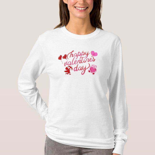 T-shirt Heureuse Sainte-Valentin pour femmes. (Devant)