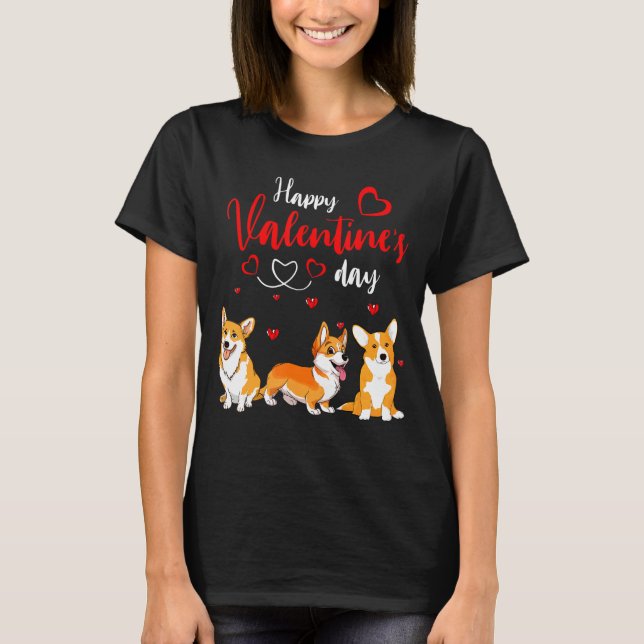 T-shirt Heureuse Sainte-Valentin Trois mignons Chiens de C (Devant)