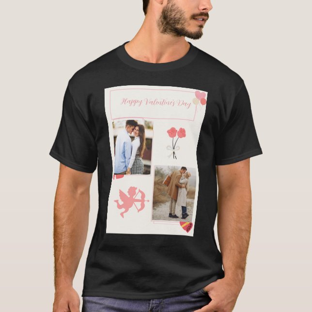T-shirt Heureuse Sainte-Valentin votre photo (Devant)
