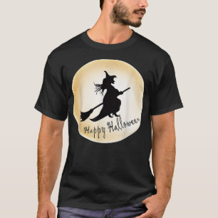 T-shirt Heureuse Sorcière Halloween Volant Sur Un Costu Br
