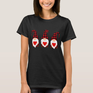 T-shirt Heureuses Saintes-Valentin Gnomes Red Plaid Hearts