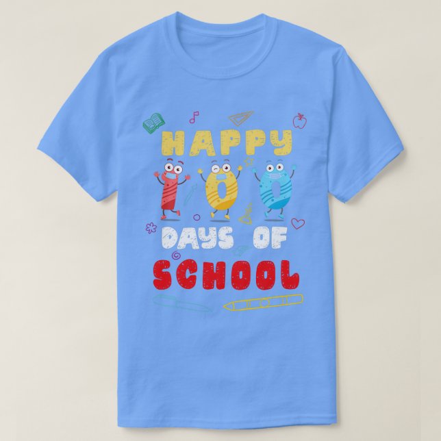 T-SHIRT HEUREUX 100 JOURS D'ÉCOLE 66 2 (Design devant)