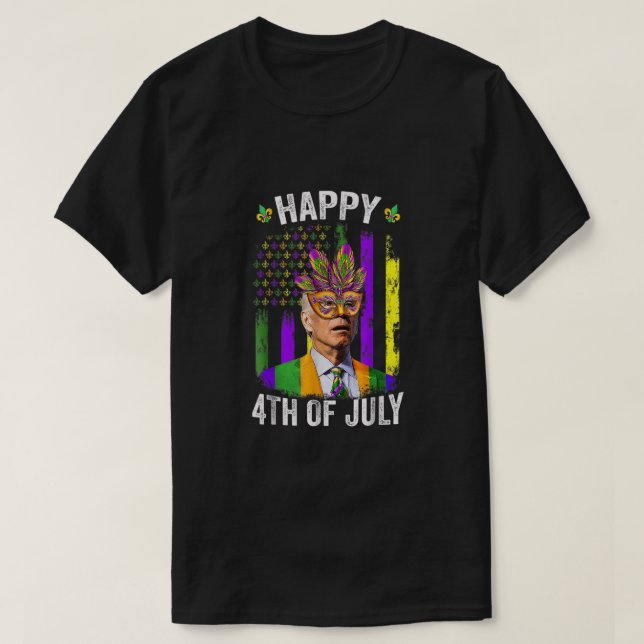T-shirt Heureux 4 juillet drôle Joe Biden Mardi Gras Shena (Design devant)