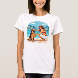 T-shirt Heureux Berger Allemand et femme se liant sur la p