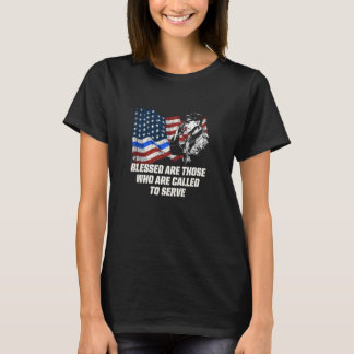 T-shirt Heureux ceux qui servent le policier