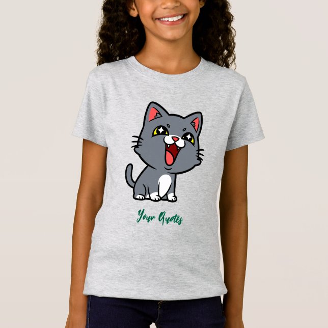 T-Shirt Heureux Chat Gris (Devant)