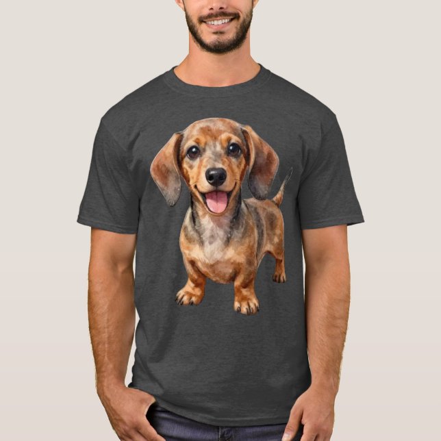 T-shirt Heureux chiot teckel (Devant)