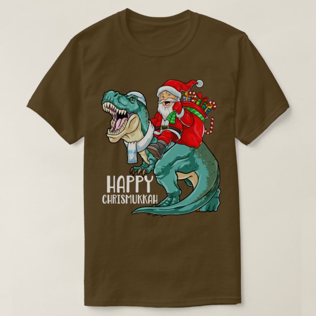 T-shirt Heureux Chrismukkah Hanoukka Christmas T Rex Dinos (Design devant)