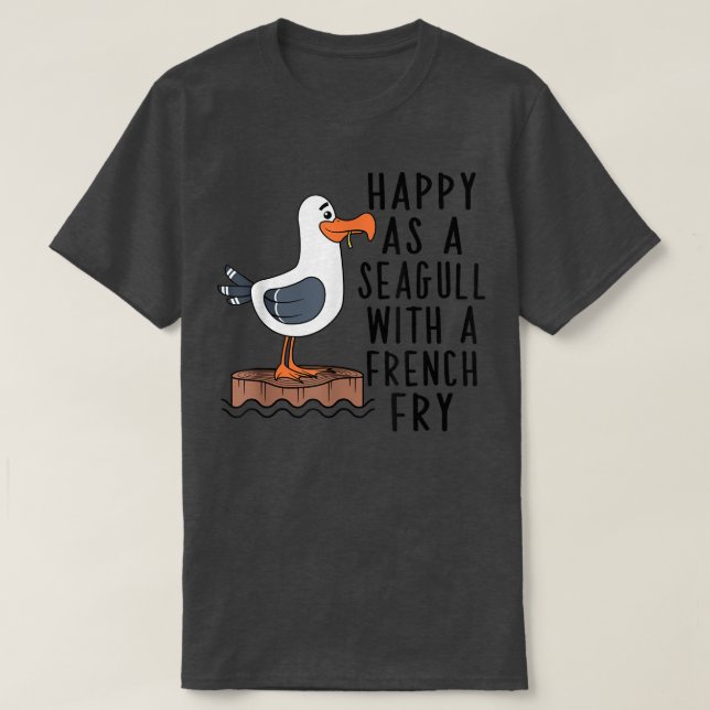T-shirt Heureux Comme Un Mouette Avec Un Vêtement Français (Design devant)
