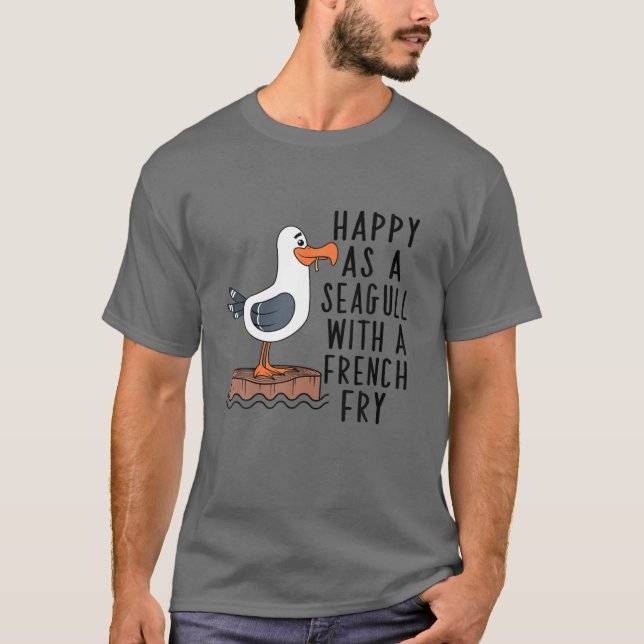 T-shirt Heureux Comme Un Mouette Avec Un Vêtement Français (Devant)