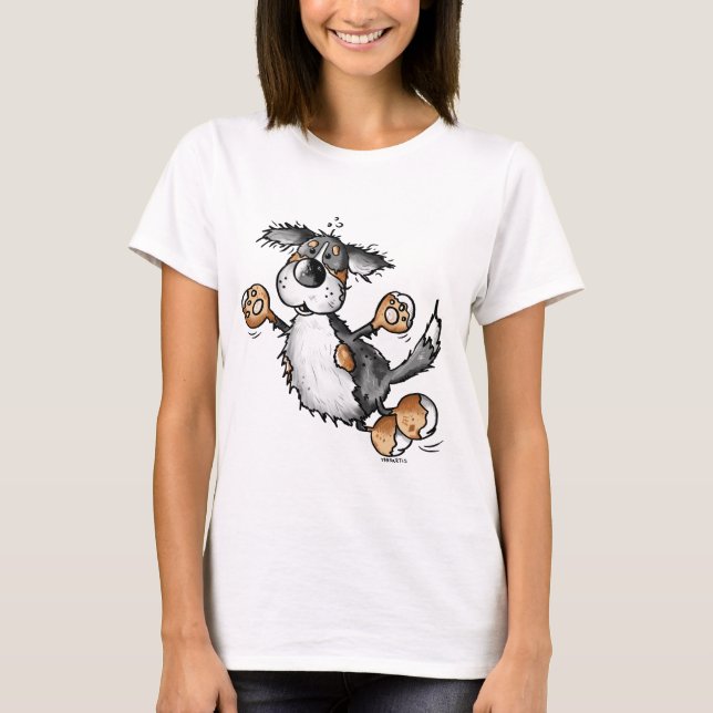 T-shirt heureux de bande dessinée de chien de (Devant)