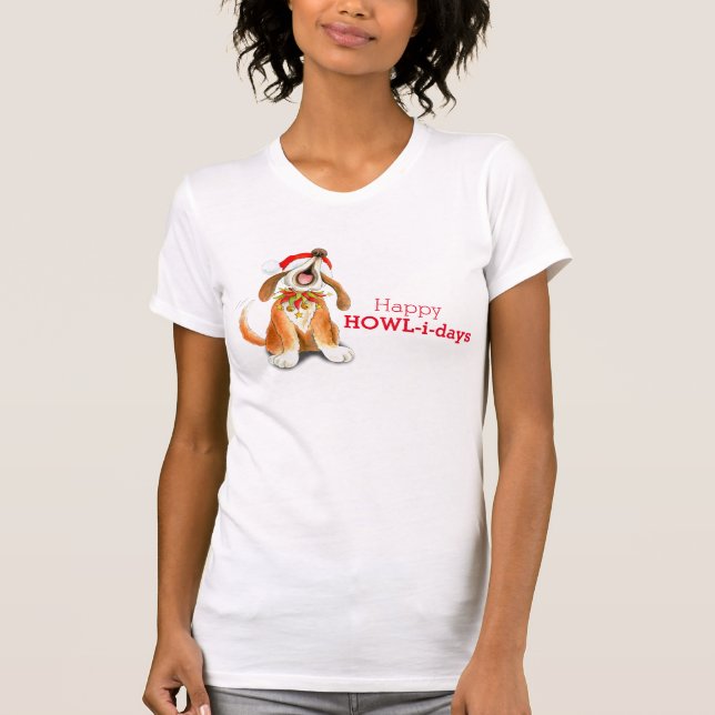 T-shirt heureux de chant de chien de Noël de (Devant)