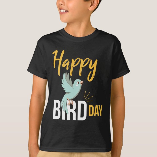 T-shirt heureux de jour d'oiseau (Devant)