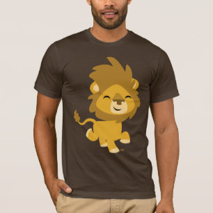 T-shirt heureux de lion de bande dessinée