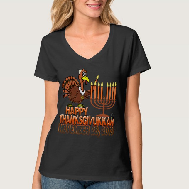 T-shirt heureux de Thanksgivukkah - de Thankgiving (Devant)