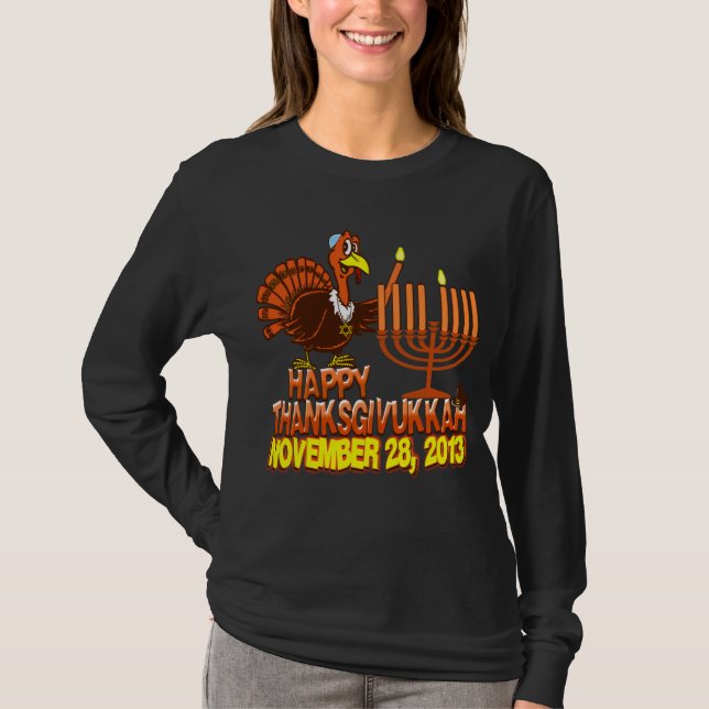 T-shirt heureux de Thanksgivukkah - de Thankgiving (Devant)