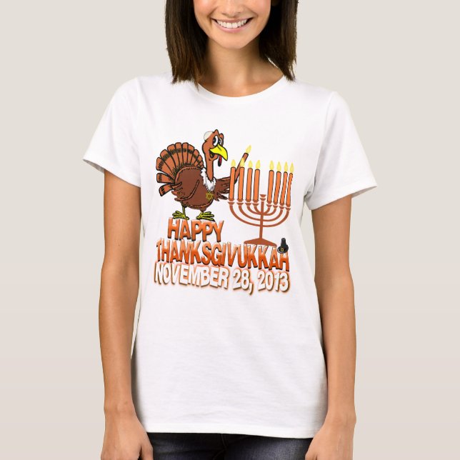 T-shirt heureux de Thanksgivukkah - de Thankgiving (Devant)