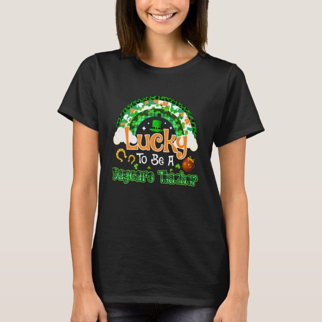 T-shirt Heureux D'Être Enseignant De Garderie Shamrock Rai (Devant)