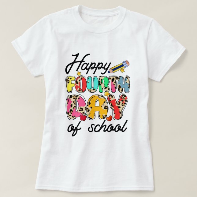 T-shirt heureux deuxième jour de l'école 2 (Design devant)