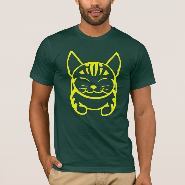 T-shirt heureux du chat des hommes (chat tigré (Devant)