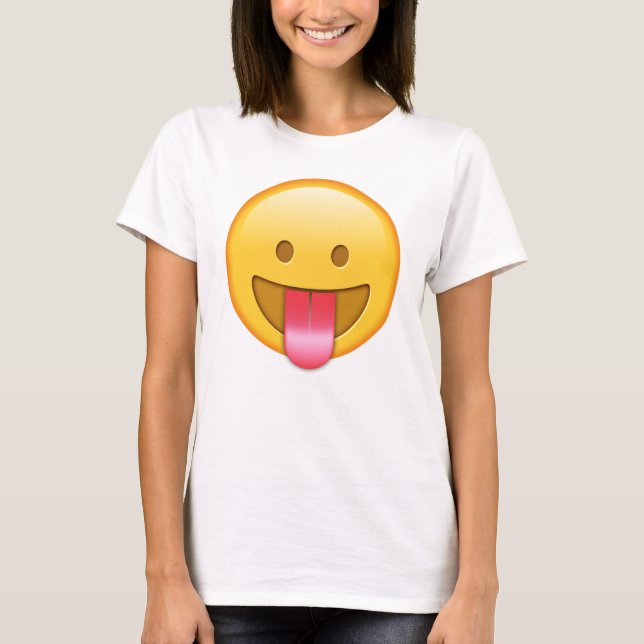 T-shirt heureux et drôle d'emoji de langue (Devant)