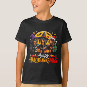 T-shirt Heureux Hallothanksmas Funny Dachshund Amoureux de