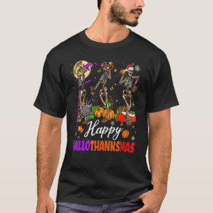 T-shirt Heureux Hallothanksmas Funny Skeleton Witch Père N