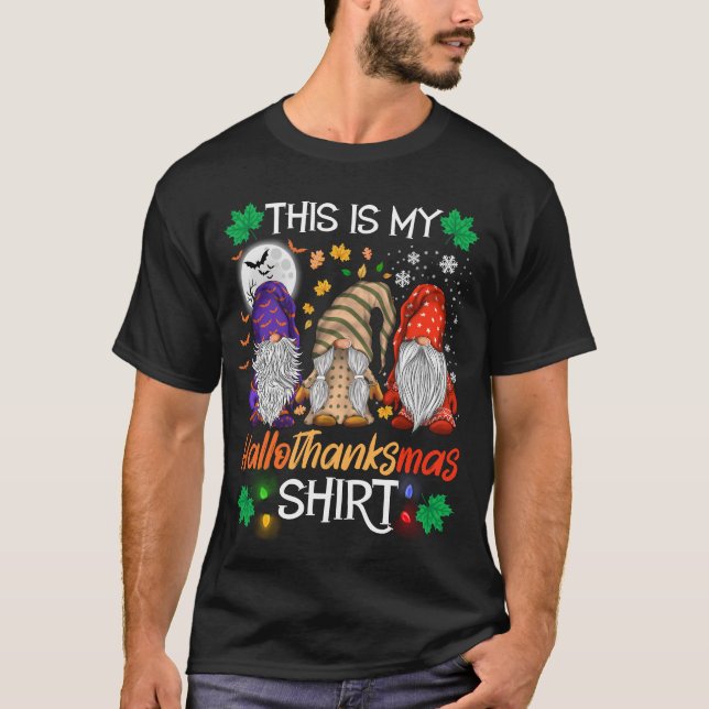 T-shirt Heureux Hallothanksmas Gnomes Lover (Devant)