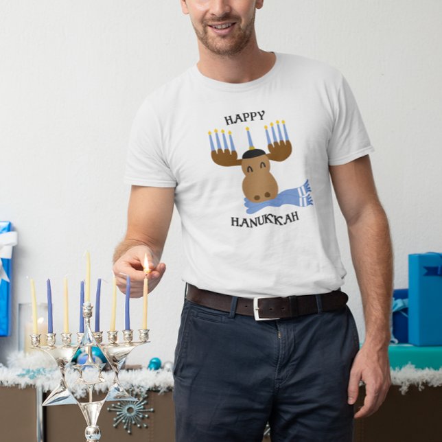 T-shirt Heureux Hanoukka Funny Moose Menorah (Créateur téléchargé)