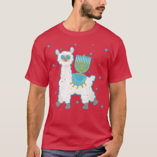 T-shirt Heureux Hanoukka Llamakkah Llama Menorah Alpaca Je